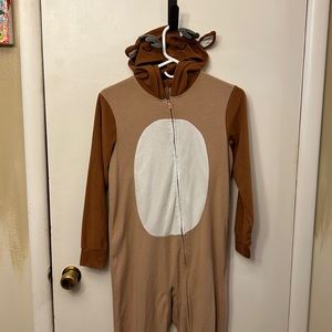 Jammie’s for Your Families Youth Reindeer Hooded Pajama Tan/Brown Size 10/12